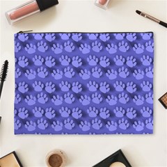 Pattern Texture Feet Dog Blue Cosmetic Bag (xl)