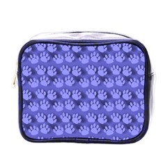 Pattern Texture Feet Dog Blue Mini Toiletries Bag (one Side)