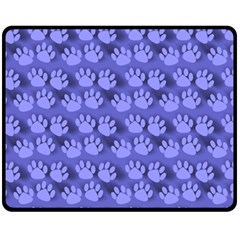 Pattern Texture Feet Dog Blue Fleece Blanket (medium) 