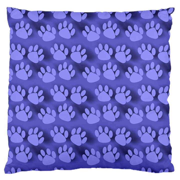 Pattern Texture Feet Dog Blue Large Cushion Case (One Side)