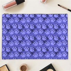 Pattern Texture Feet Dog Blue Cosmetic Bag (xxl)