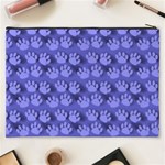 Pattern Texture Feet Dog Blue Cosmetic Bag (XXXL) Back