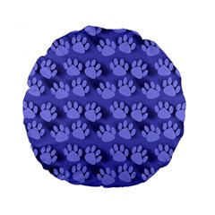 Pattern Texture Feet Dog Blue Standard 15  Premium Round Cushions by HermanTelo