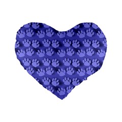 Pattern Texture Feet Dog Blue Standard 16  Premium Heart Shape Cushions by HermanTelo