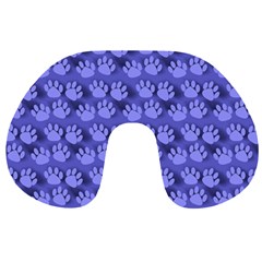 Pattern Texture Feet Dog Blue Travel Neck Pillow