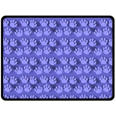 Pattern Texture Feet Dog Blue Double Sided Fleece Blanket (large) 