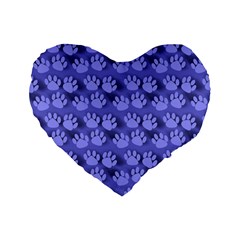 Pattern Texture Feet Dog Blue Standard 16  Premium Flano Heart Shape Cushions by HermanTelo