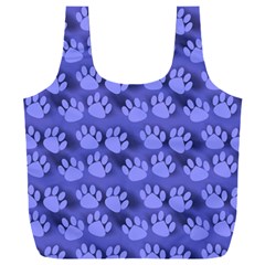 Pattern Texture Feet Dog Blue Full Print Recycle Bag (xxl)