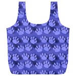 Pattern Texture Feet Dog Blue Full Print Recycle Bag (XXL) Front