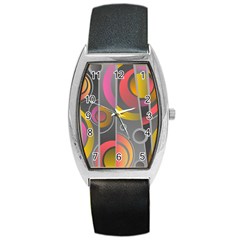 Abstract Colorful Background Grey Barrel Style Metal Watch by HermanTelo