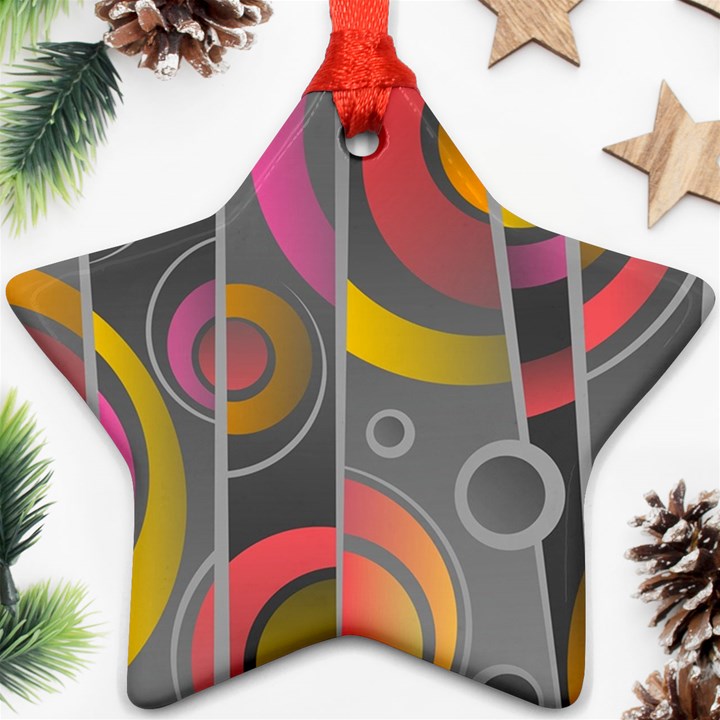 Abstract Colorful Background Grey Star Ornament (Two Sides)