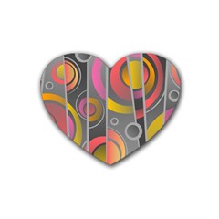 Abstract Colorful Background Grey Rubber Coaster (heart) 