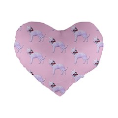 Dogs Pets Anima Animal Cute Standard 16  Premium Flano Heart Shape Cushions by HermanTelo