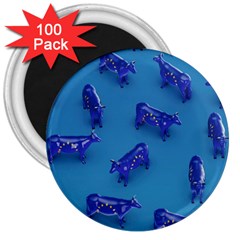 Cow Illustration Blue 3  Magnets (100 Pack) by HermanTelo