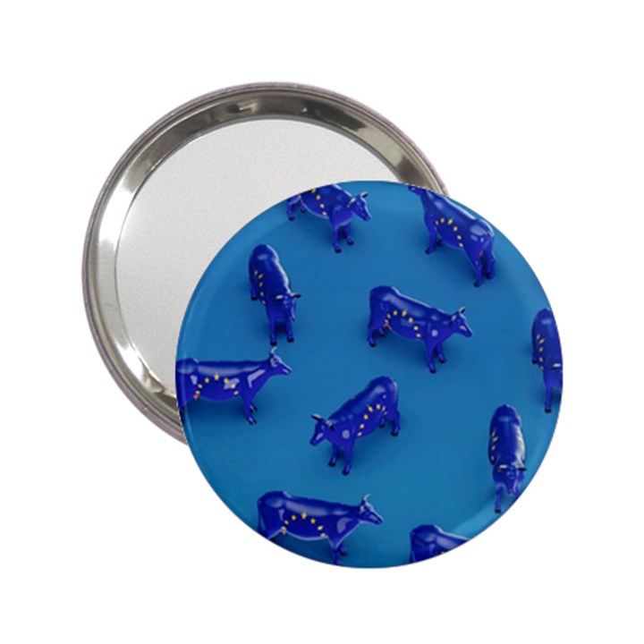 Cow Illustration Blue 2.25  Handbag Mirrors