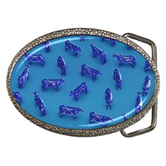 Cow Illustration Blue Belt Buckles by HermanTelo