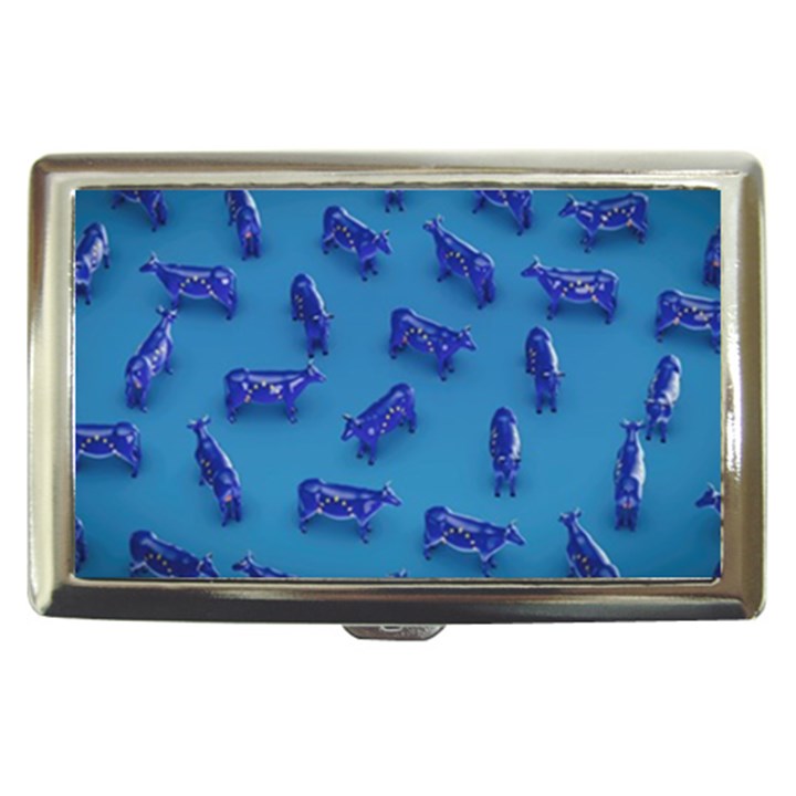 Cow Illustration Blue Cigarette Money Case