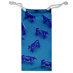 Cow Illustration Blue Jewelry Bag by HermanTelo