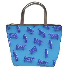 Cow Illustration Blue Bucket Bag by HermanTelo