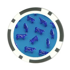 Cow Illustration Blue Poker Chip Card Guard (10 Pack) by HermanTelo