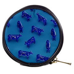 Cow Illustration Blue Mini Makeup Bag by HermanTelo