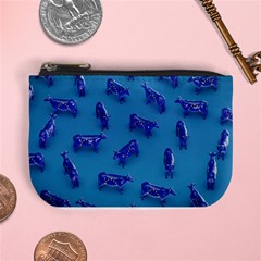 Cow Illustration Blue Mini Coin Purse by HermanTelo