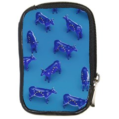 Cow Illustration Blue Compact Camera Leather Case by HermanTelo