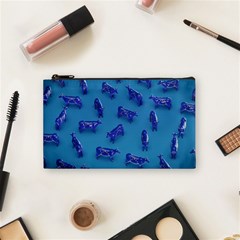 Cow Illustration Blue Cosmetic Bag (small)