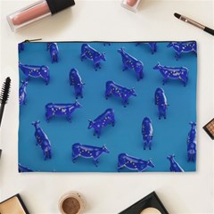 Cow Illustration Blue Cosmetic Bag (xl) by HermanTelo