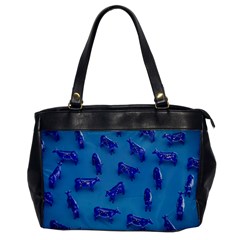 Cow Illustration Blue Oversize Office Handbag