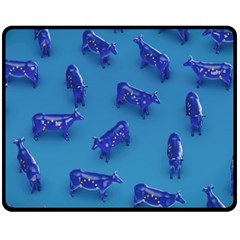 Cow Illustration Blue Fleece Blanket (medium) 