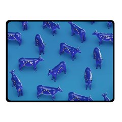 Cow Illustration Blue Fleece Blanket (small)