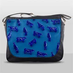 Cow Illustration Blue Messenger Bag