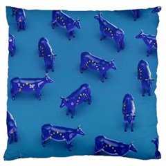 Cow Illustration Blue Large Cushion Case (two Sides)