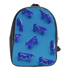 Cow Illustration Blue School Bag (xl)