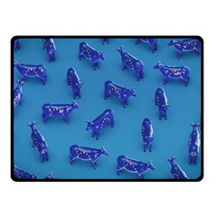 Cow Illustration Blue Double Sided Fleece Blanket (small) 