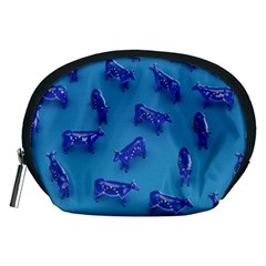 Cow Illustration Blue Accessory Pouch (medium)