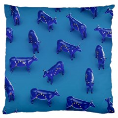 Cow Illustration Blue Standard Flano Cushion Case (one Side)