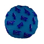 Cow Illustration Blue Standard 15  Premium Flano Round Cushions Front