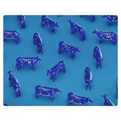 Cow Illustration Blue Double Sided Flano Blanket (medium) 