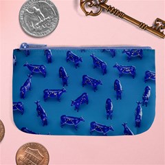 Cow Illustration Blue Large Coin Purse