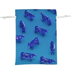 Cow Illustration Blue  Lightweight Drawstring Pouch (xl) by HermanTelo