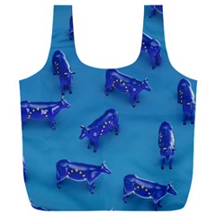 Cow Illustration Blue Full Print Recycle Bag (xxl)