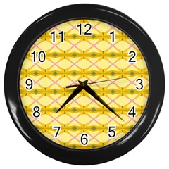 Pattern Pink Yellow Wall Clock (black) by HermanTelo