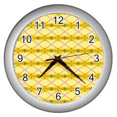 Pattern Pink Yellow Wall Clock (silver) by HermanTelo