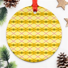 Pattern Pink Yellow Round Ornament (two Sides)