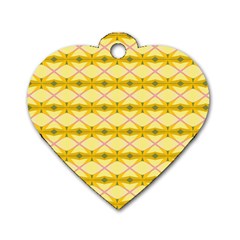 Pattern Pink Yellow Dog Tag Heart (one Side)