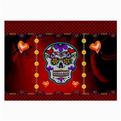 Awesome Sugar Skull With Hearts Large Glasses Cloth by FantasyWorld7