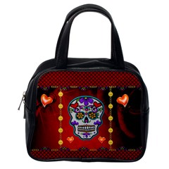 Awesome Sugar Skull With Hearts Classic Handbag (one Side) by FantasyWorld7