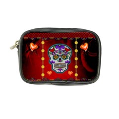 Awesome Sugar Skull With Hearts Coin Purse by FantasyWorld7